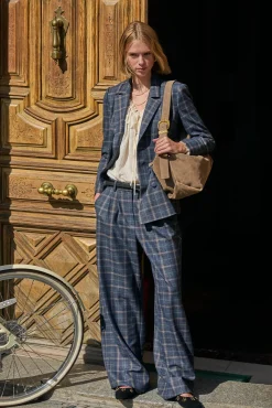 Hoss Intropia Calças|Fatos-Patricia. Calças xadrez Azul