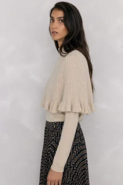 Pedro del Hierro Camisolas-Peça dupla de camisola e peça com detalhe de folho Ecru