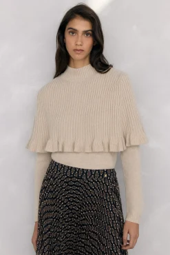 Pedro del Hierro Camisolas-Peça dupla de camisola e peça com detalhe de folho Ecru