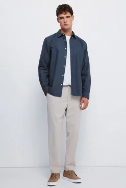 Springfield Camisas-Peça oxford tingida azul