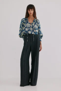 Hoss Intropia Calças-Pietra. Riscas calça Cinzento