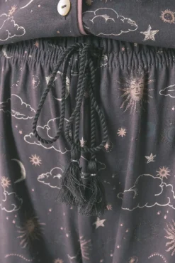 Women'secret Pijamas-Pijama camiseiro 100% algodão cinza com estampado astral cinzento