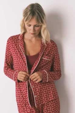 Women'secret Pijamas-Pijama camiseiro com de coração vermelho estampado