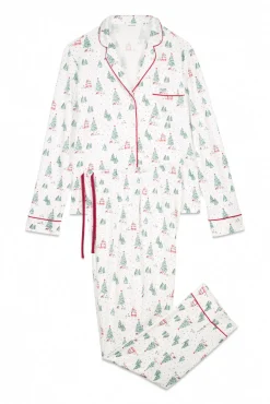 Women'secret Pijamas-Pijama camiseiro com estampado de Natal branco bege