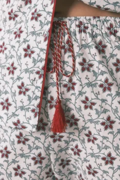 Women'secret Pijamas-Pijama camiseiro de algodão com estampa floral bege