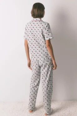 Women'secret Pijamas-Pijama camiseiro de algodão com estampa floral bege