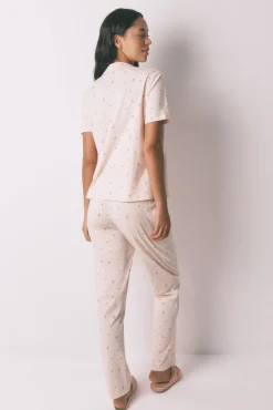 Women'secret Pijamas-Pijama camiseiro longo 100% algodão com estampa floral rosa