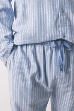 Women'secret Pijamas-Pijama camiseiro riscas masculinas 100% algodão azul