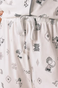 Women'secret Pijamas-Pijama camiseiro Snoopy 100% algodão branco