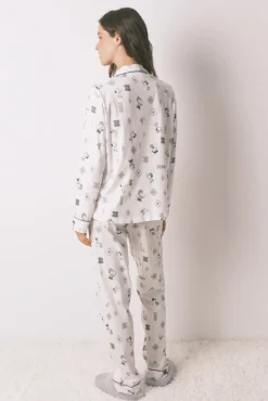Women'secret Pijamas-Pijama camiseiro Snoopy 100% algodão branco