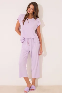 Women'secret Pijamas-Pijama capri canelado de viscose rosa