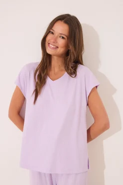 Women'secret Pijamas-Pijama capri canelado de viscose rosa