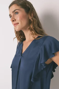 Women'secret Pijamas-Pijama Capri de viscose floral azul