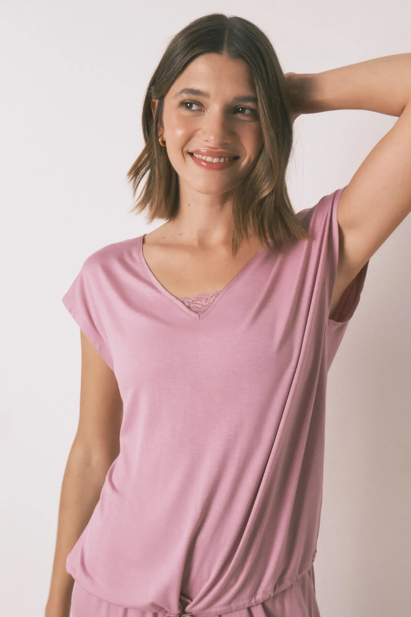 Women'secret Pijamas-Pijama Capri de viscose com soft touch rosa