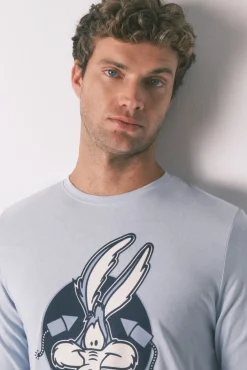 Women'secret Pijamas-Pijama comprido 100% algodão Coyote azul