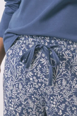 Women'secret Pijamas-Pijama comprido 100% algodão com estampa floral azul