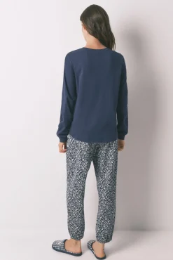 Women'secret Pijamas-Pijama comprido 100% algodão SmileyWorld® azul