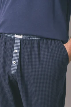 Women'secret Pijamas-Pijama comprido, 100% algodão, xadrez azul