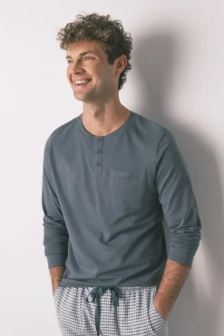 Women'secret Pijamas-Pijama comprido, 100% algodão, xadrez verde