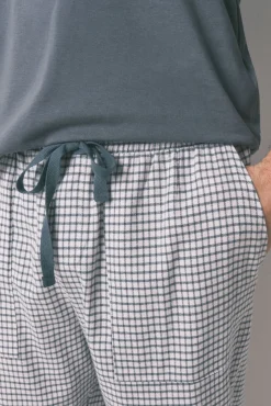 Women'secret Pijamas-Pijama comprido, 100% algodão, xadrez verde