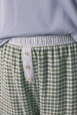 Women'secret Pijamas-Pijama comprido com calças e estampado xadrez azul