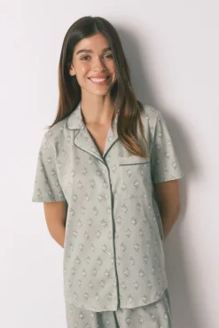 Women'secret Pijamas-Pijama comprido com estampado floral verde