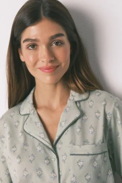 Women'secret Pijamas-Pijama comprido com estampado floral verde