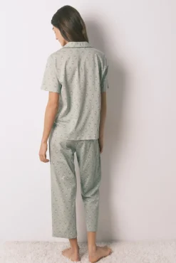 Women'secret Pijamas-Pijama comprido com estampado floral verde