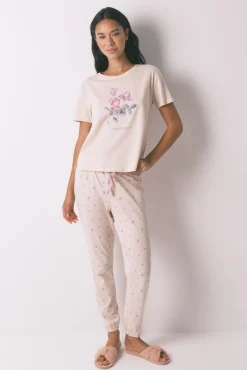 Women'secret Pijamas-Pijama comprido com flores rosa