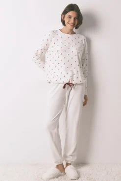 Women'secret Pijamas-Pijama comprido com flores bege