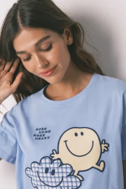 Women'secret Pijamas-Pijama comprido de manga curta SmileyWorld® azul