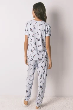 Women'secret Pijamas-Pijama comprido de manga curta super macio do Snoopy azul