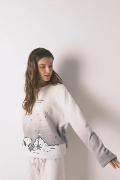 Women'secret Pijamas-Pijama comprido de polar do Snoopy cinzento