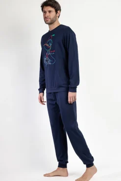 Admas Pijamas-Pijama comprido Donald 100% algodão para homem azul