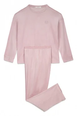 Women'secret Pijamas-Pijama comprido em veludo suave rosa
