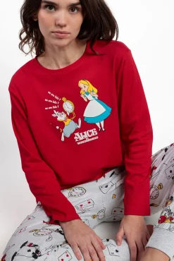 Admas Pijamas-Pijama comprido estampado Alicia Wonderland mulher vermelho