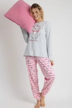 Admas Pijamas-Pijama comprido estampado gato Marie Disney cinzento