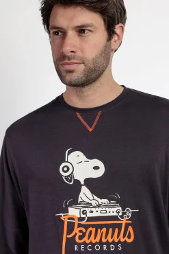 Admas Pijamas-Pijama comprido estampado Snoopy para homem cinzento