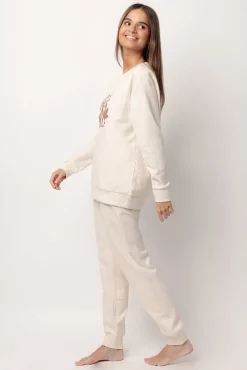 Admas Pijamas-Pijama comprido felpa Chip&Dale para mulher bege