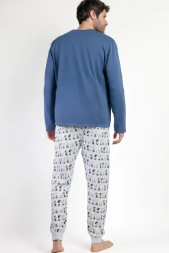 Admas Pijamas-Pijama comprido felpa de homem Snoopy&Friends azul