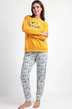 Admas Pijamas-Pijama comprido felpa Snoopy&Friends para mulher estampado