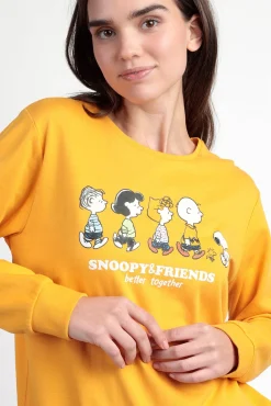 Admas Pijamas-Pijama comprido felpa Snoopy&Friends para mulher estampado