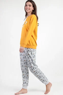 Admas Pijamas-Pijama comprido felpa Snoopy&Friends para mulher estampado