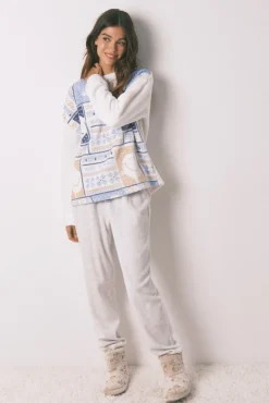 Women'secret Pijamas-Pijama comprido longo de polar SmileyWorld® bege