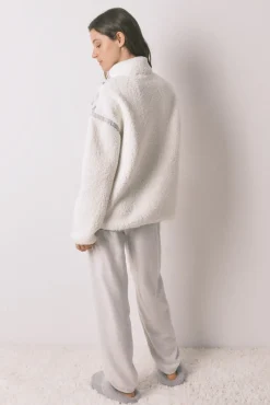 Women'secret Pijamas-Pijama comprido longo de borrego e polar do Snoopy cinzento