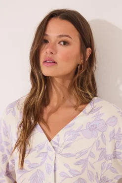 Women'secret Pijamas-Pijama comprido longo de viscose estampado branco