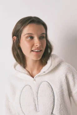 Women'secret Pijamas-Pijama comprido longo de polar com estampado animal da Miffy branco