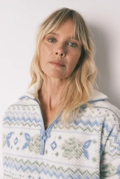 Women'secret Pijamas-Pijama comprido longo jacquard polar bege