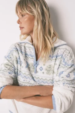 Women'secret Pijamas-Pijama comprido longo jacquard polar bege