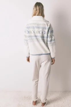 Women'secret Pijamas-Pijama comprido longo jacquard polar bege